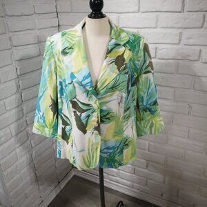 Laura Plus Petites Ladies Size 16WP Multi Colored Lined Linen Blend Blazer